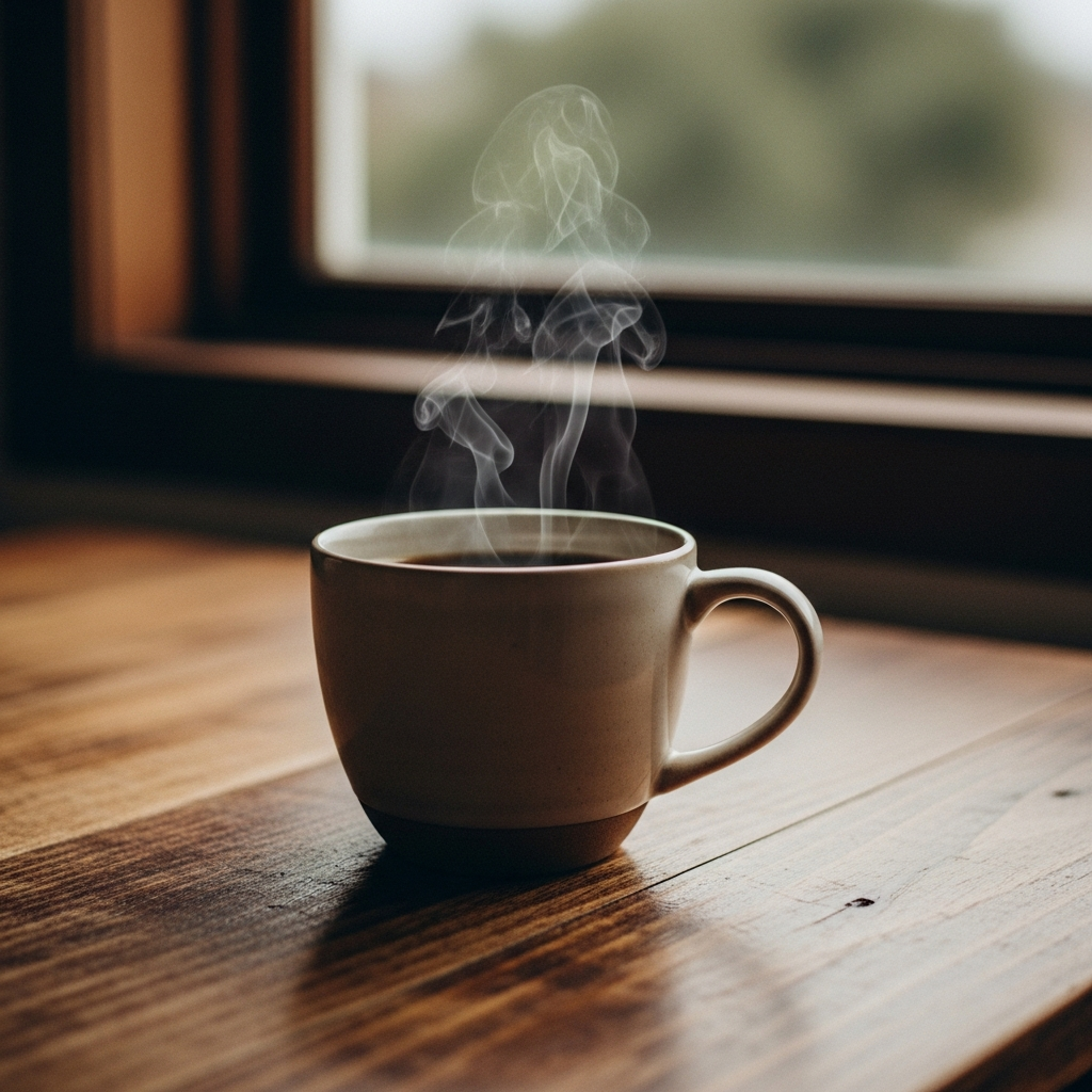 Woman enjoying coffee without stomach discomfort